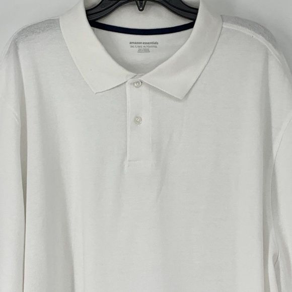Mens Amazon Essentials White Polo Size 3XT Big & Tall Pic Short Sleeve NWT 3627 - Picture 2 of 9